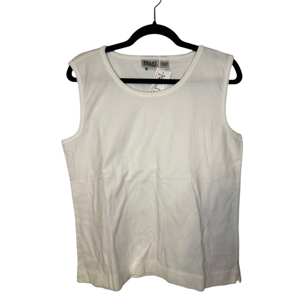 Chico's‎ Design Amelia Tank Top Sleeveless White Cotton Casual Classic Size 3